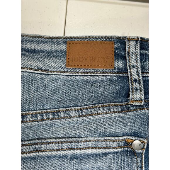 Judy Blue Jeans Womens 28 Wide Leg Crop‎ Medium Wash Frayed Hem Stretch Casual - Picture 6 of 12